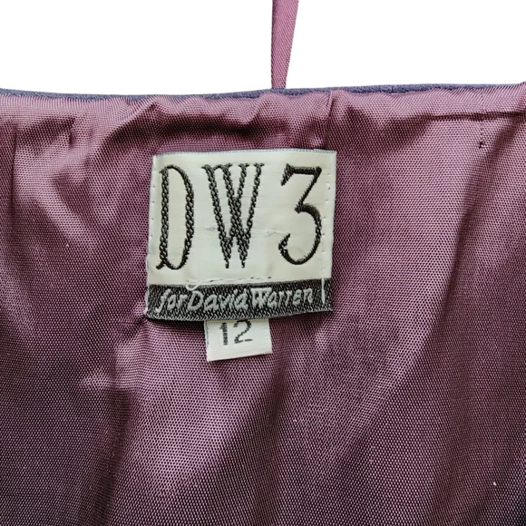 DW3 dress v-neck purple formal party lined side zip back slit sleeveless USA - Picture 9 of 11